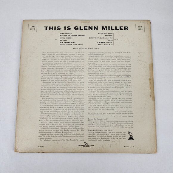 Glenn Miller - This Is Glenn Miller - RCA‎ Victor LPM-1190 - 12" Record LP 1956 - Picture 3 of 13